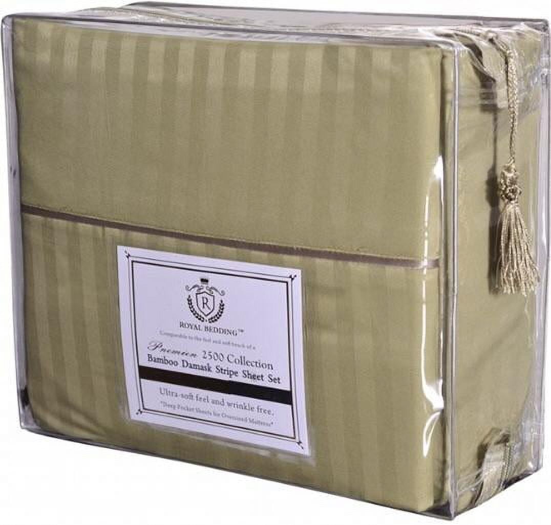 2500 Royal Damask Stripe Bamboo Collection Bed Sheet Set