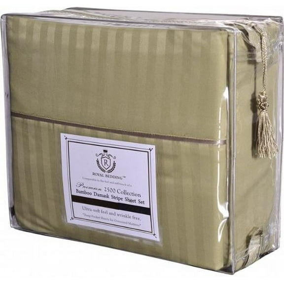 2500 Royal Damask Stripe Bamboo Collection Bed Sheet Set
