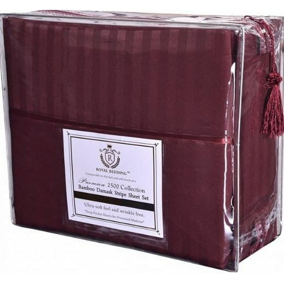 2500 Royal Damask Stripe Bamboo Collection Bed Sheet Set