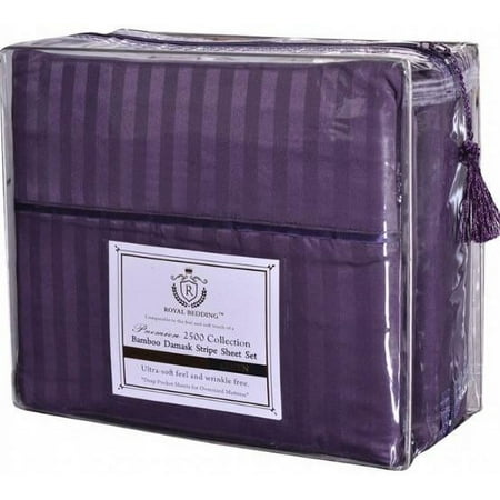2500 Royal Damask Stripe Bamboo Collection Bed Sheet Set