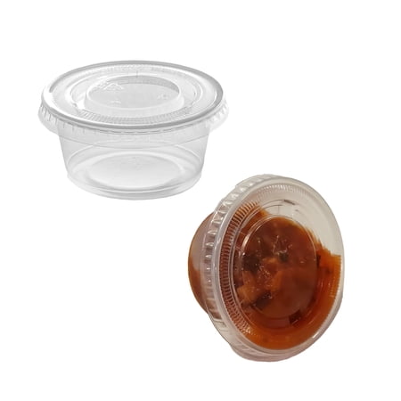 [2500 Sets] 2 oz Plastic Clear Portion Cups With Lids, Souffle Cups, Disposable Dressing Cups