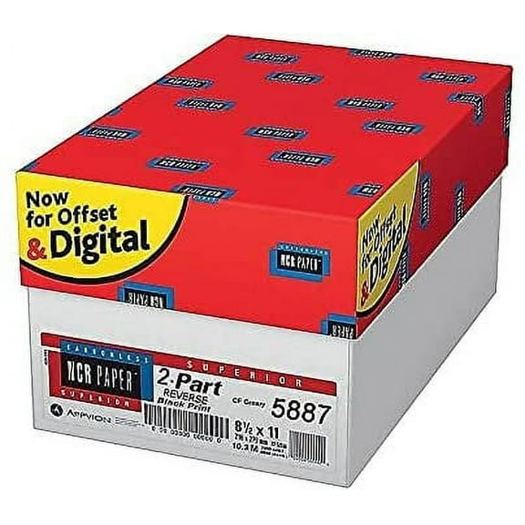 2500 Sets, 8-1/2" x 11" Pre Collated, Carbonless Paper, 2 Part Reverse, White, Canary,Ncr5887 Category: Copy and Multi Purpose Paper