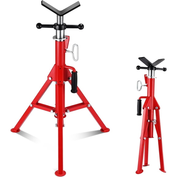 2500 lb Adjustable Pipe Jack Stand 1/2-12 In V-Head 28-52 In Height Folding Steel