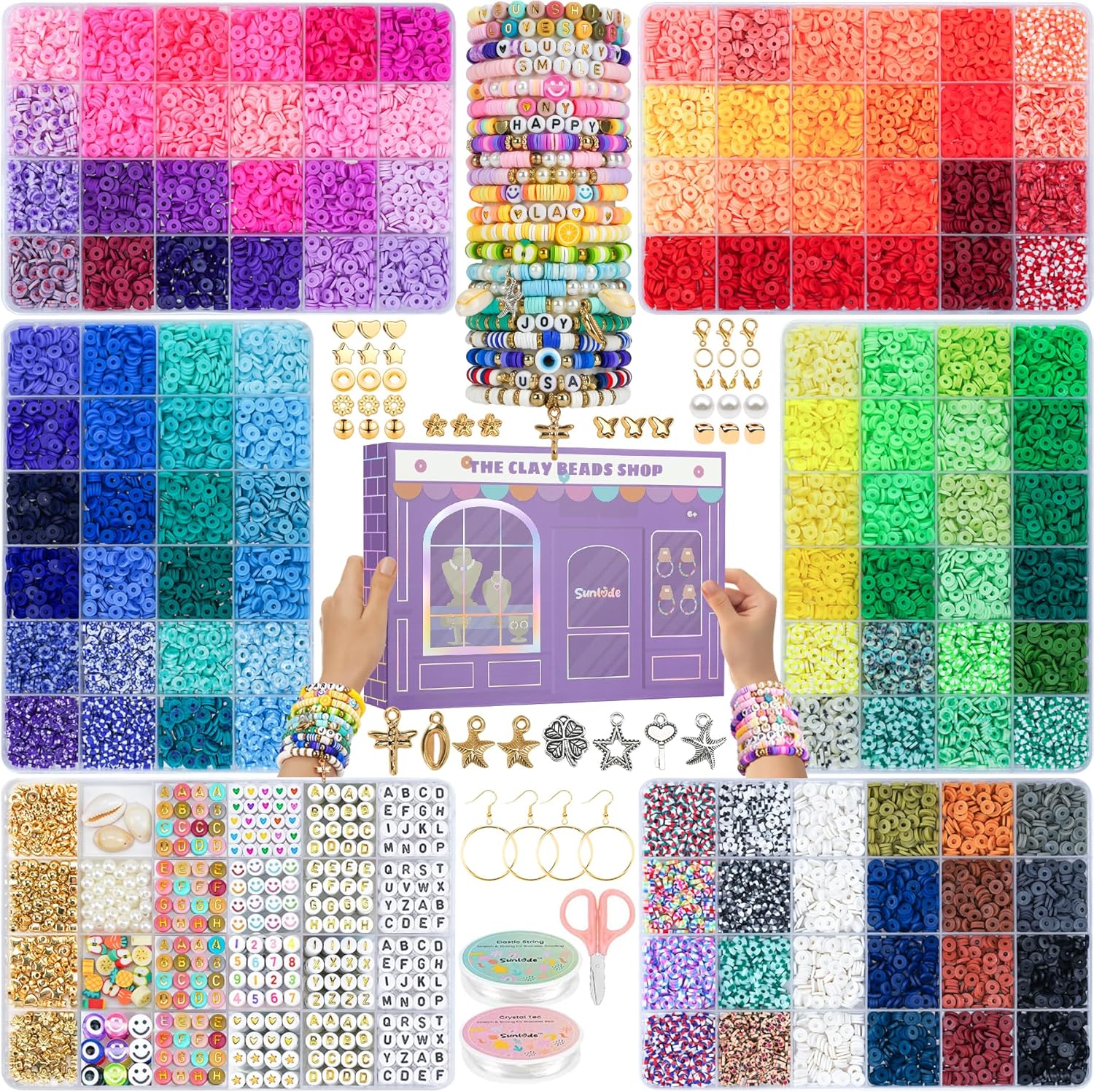 25000Pcs Clay Beads Bracelets Making Kit for Girls, Beads for Bracelets 6 Boxes Bead for Jewelry Making Kit Friendship Bracelet Kit Teen Girl Gifts Trendy Stuff Letter Beads Craft Adult