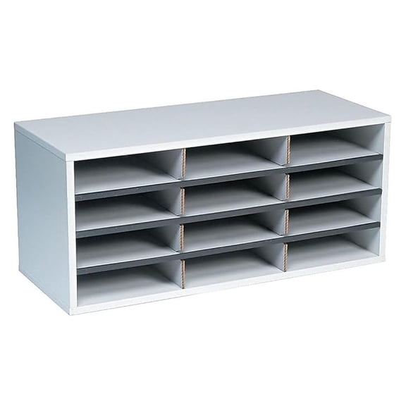 25004 12-Section Compartment Sorter, Melamine Laminated, Dove Gray