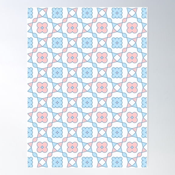 2500405A Flowers Geometric Tessellation Poster Wall Art, Modern Wall Decor For Living Room Bedroom, 8x12 UNFRAMED