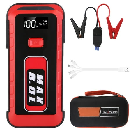 2500A Peak Car Battery Jump Starter, 12V Jump Starter Battery Pack, Battery Booster, Jump Box, Portable Charger and Jumper Cables for 6.0L Gas or 3.0L Diesel Engine Car
