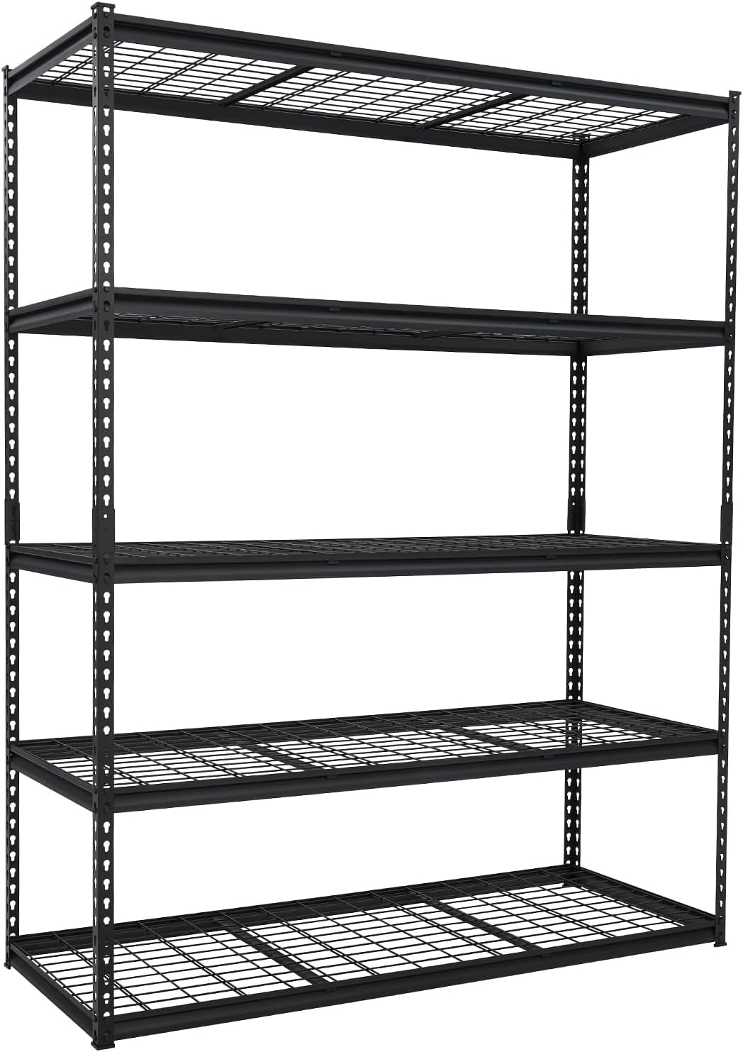2500LBS 60" W x 24" D x 72" H Heavy Duty Garage Shelving, Adjustable 5-Tier Storage Shelves, Industrial Metal Shelving Units, Steel Organizer Wire Rack, Black