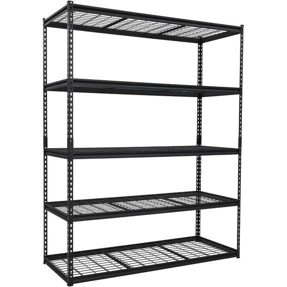 2500LBS 60" W x 24" D x 72" H Heavy Duty Garage Shelving, Adjustable 5-Tier Storage Shelves, Industrial Metal Shelving Units, Steel Organizer Wire Rack, Black