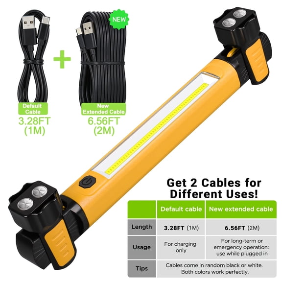 2500LM Rechargeable LED Work Light, 5200mAh with Magnetic & Hook Design, Cordless for Garage Car Repair, Great Gift