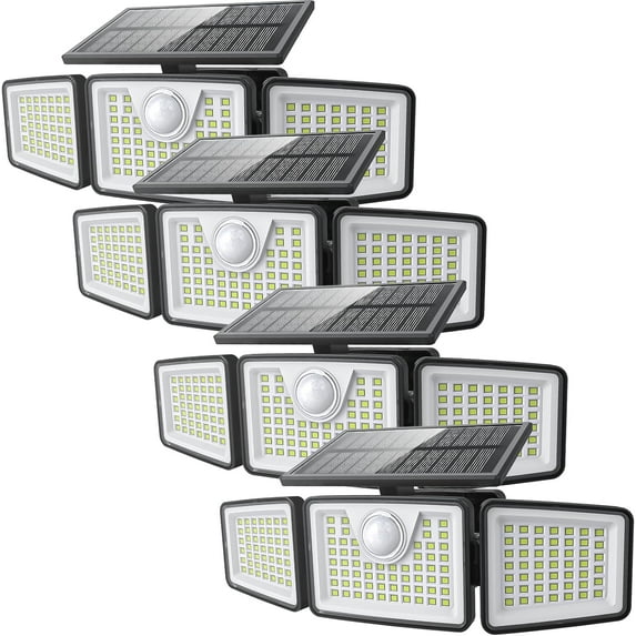 2500LM Solar Lights Outdoor with Motion Sensor,3 Head 270° Wide Angle ...