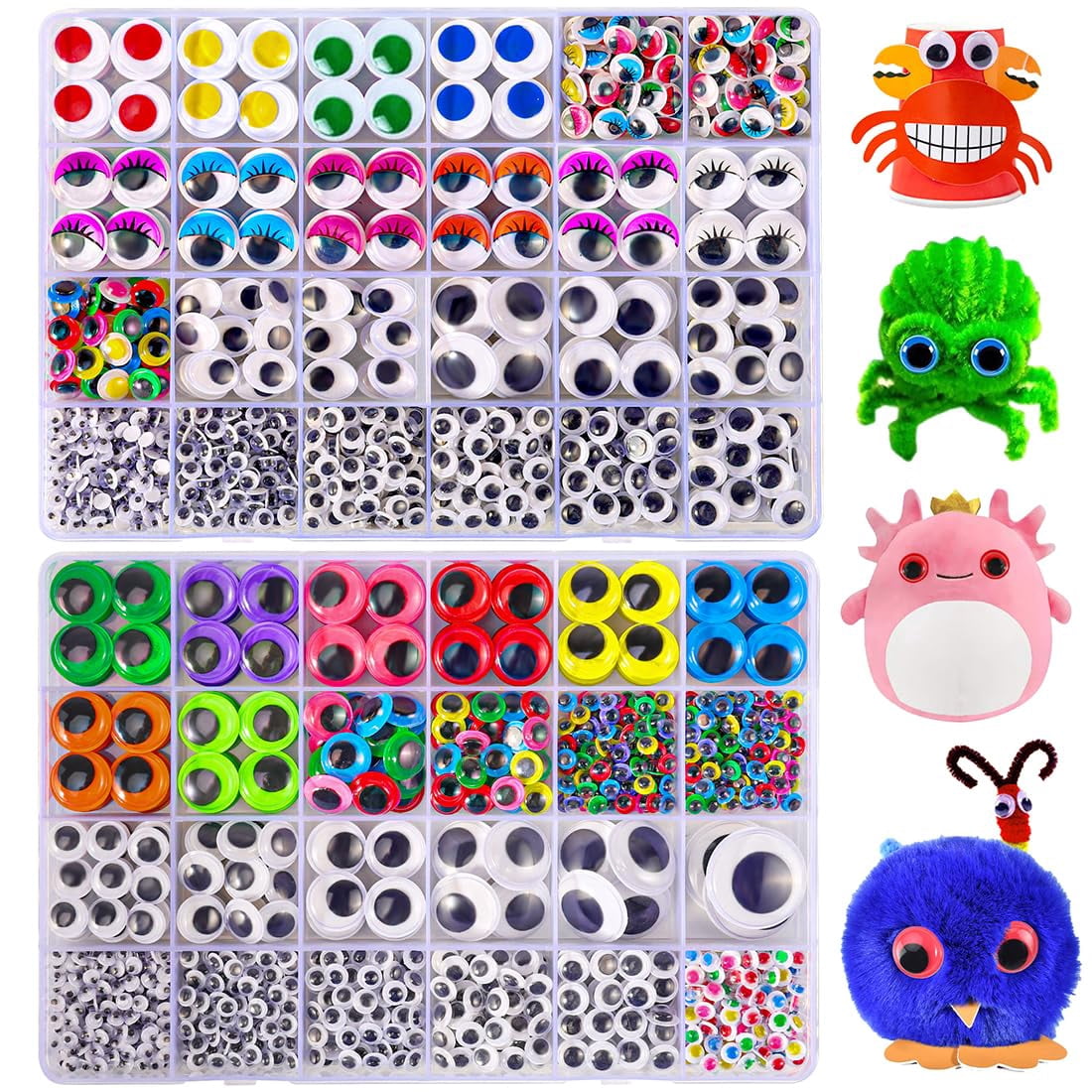 2500PCS Googly Eyes Self Adhesive Craft Stickers 48 Styles Multi Colors ...