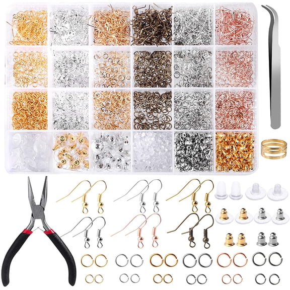 2500Pcs Earring Hooks Earring Making Kit Earring Hooks For Jewelry Making With Jump Rings Earring Backs Pliers Tweezers Jump Ring Opener For Jewelry Making And Earring Repair