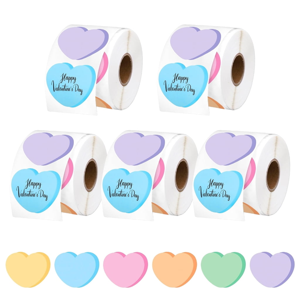 2500Pieces Colorful Heart Shape Sticker Adhesive Wrapping Labels for Wedding
