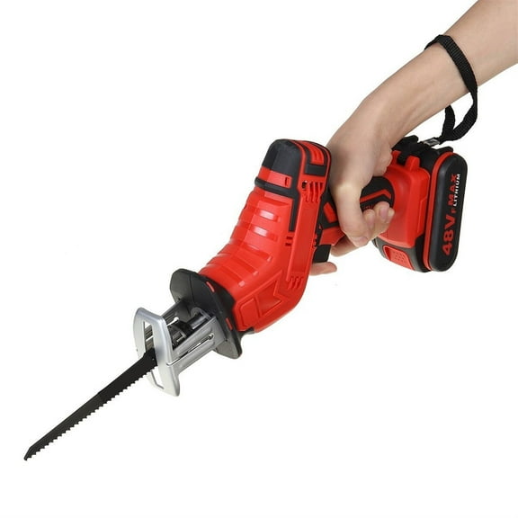 2500RPM Portable Cordless Reciprocating Saw Electric Saw PVC Pipe Wood Metal Saws 4 Pieces Blades With 2Pcs Battery ,Easy to Operate