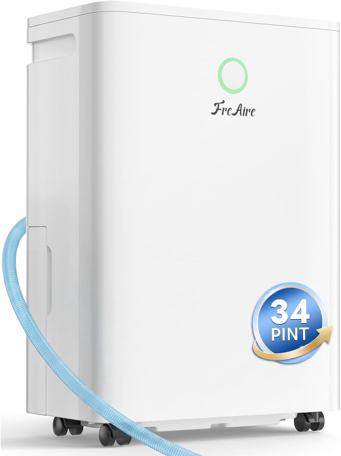 2500Sq.Ft Dehumidifier, 34Pint Dehumidifiers for Home, Quiet Dehumidifier Basement, Bedroom, Bathroom, with 6.56FT Drain Hose, 0.53Gal Water Tank, 3-Color Humidity Light