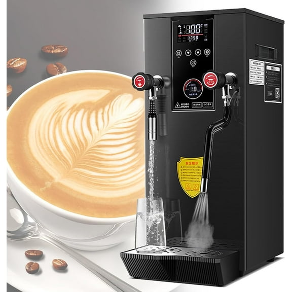 2500W Commercial Milk Frothing Machine, 12L Full-Automatic Steam Boiling Water Frother, with 2 Lcd Temperature Display, for Coffee Tea Shop