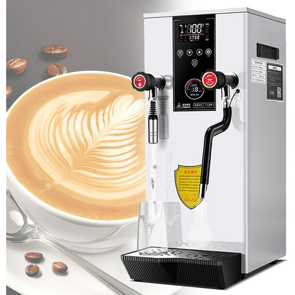 2500W Commercial Milk Frothing Machine, 12L Full-Automatic Steam Boiling Water Frother, with 2 Lcd Temperature Display, for Coffee Tea Shop