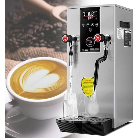 2500W Commercial Milk Frothing Machine Frother, for Coffee Shop, Drink Shop, Dessert Shop, 12L Boiling Water Machine, with 2 Lcd Temperature Display