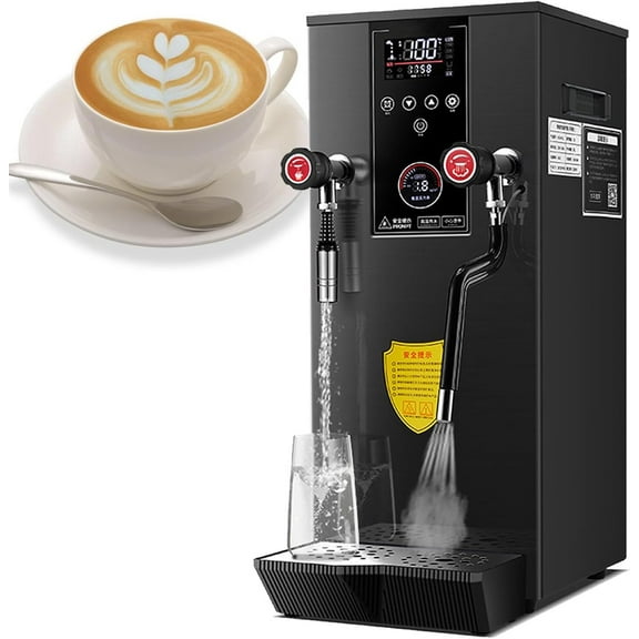2500W Commercial Multi-Purpose Milk Frother,12L Full-Automatic Steam Boiling Water Frothing Machine, with 2 Lcd Temperature Display, for Coffee Tea Shop