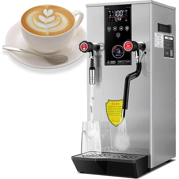 2500W Commercial Multi-Purpose Milk Frother,12L Full-Automatic Steam Boiling Water Frothing Machine, with 2 Lcd Temperature Display, for Coffee Tea Shop