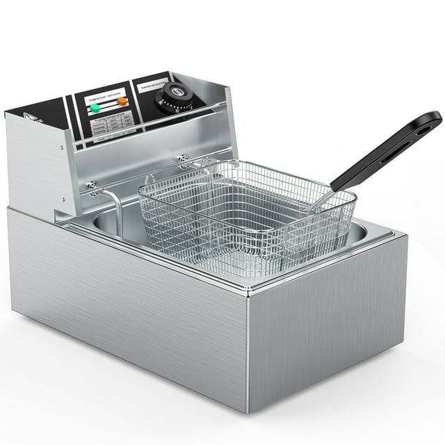 2500W Deep Fryer with Basket, 6.3Qt Stainless Steel Electric Deep Fat Fryers with Temperature