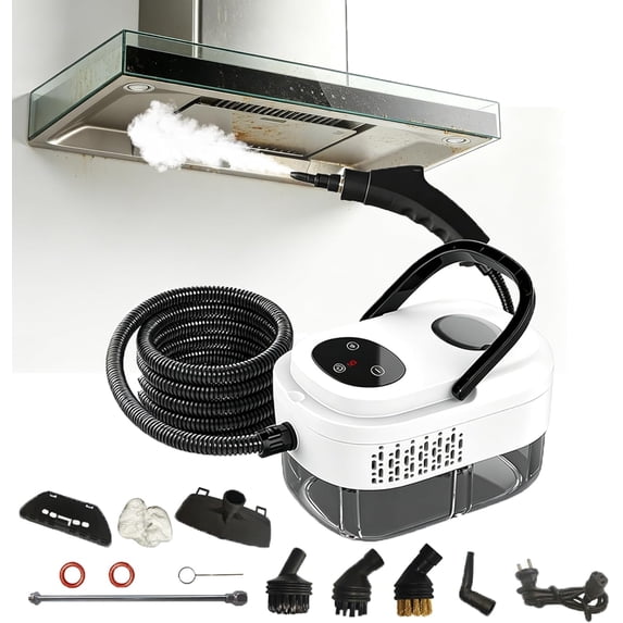 2500W Handheld High-Temp Pressurized Steam Cleaner, 6 Speeds & 4.5 Bar High-Pressure with Brush Heads for Kitchen Bathroom Car Floor (Touch, Black) (K)