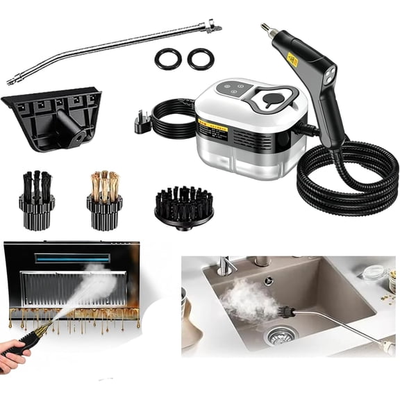 2500W Handheld High-Temperature Pressurized Steam Cleaner, 1200ml Large Tank, 6 Levels for Grout, Portable High Pressure Steam Cleaner for Cleaning Kitchen Grease, Grout, Sofa, Car (White)