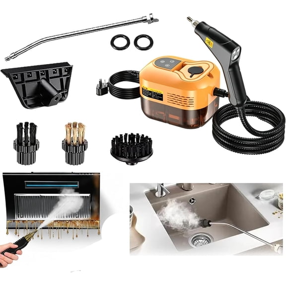 2500W Handheld High-Temperature Pressurized Steam Cleaner, 1200ml Large Tank, 6 Levels for Grout, Portable High Pressure Steam Cleaner for Cleaning Kitchen Grease, Grout, Sofa, Car (Yellow)