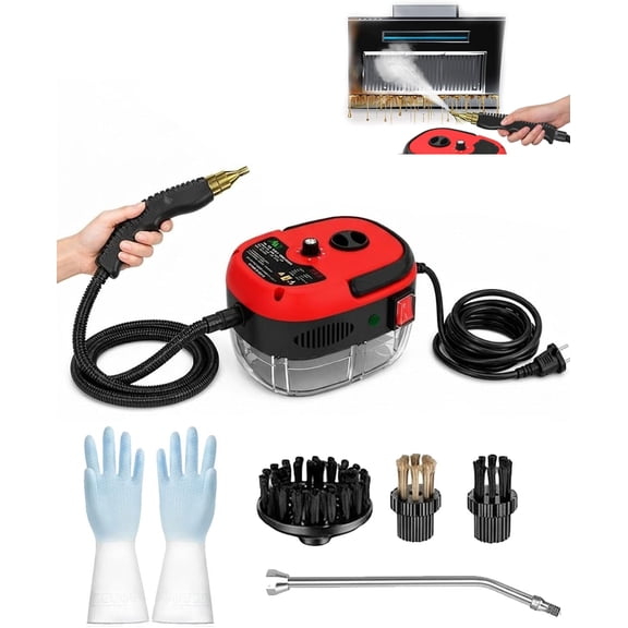 2500W Handheld High-Temperature Pressurized Steam Cleaner, 2026 Handheld Steam Cleaner, 1L Tank, Nozzle Attachments for Home, Car, Kitchen, Bathroom, Tile, Grout (red)