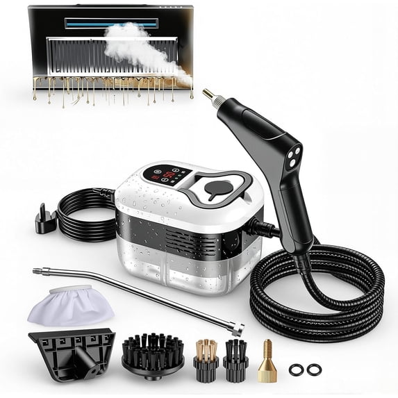 2500W Handheld High Temperature Pressurized Steam Cleaner, 4.5 Bar Portable Machine for Kitchen Grease Grout Bathroom Car Detailing (1 PC, White)