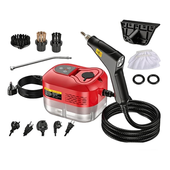 2500W Handheld Steam Cleaner,15S Rapid Heating Steamer with 6 Levels, 1800ml Water Tank, 17 Accessories, Portable High-Power Steam Cleaner for Home, Kitchen, Car (Red-Dual Control)