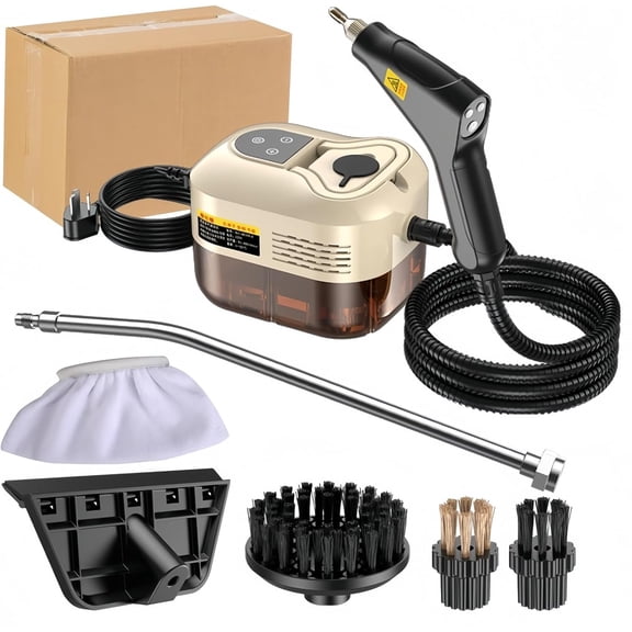 2500W Handheld Steam Cleaner for Deep Cleaning Kitchens, Bathrooms & Furniture - 6-Level Adjustable Steam, Multi-Brush Attachments Included,Beige