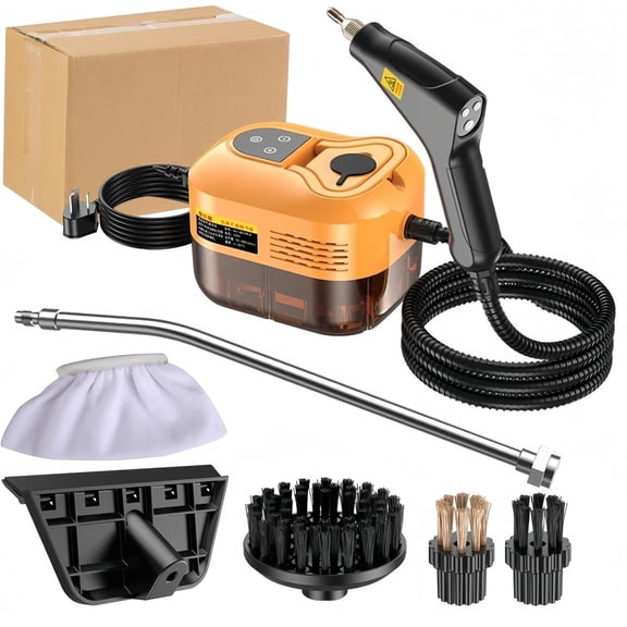 2500W Handheld Steam Cleaner for Deep Cleaning Kitchens, Bathrooms & Furniture - 6-Level Adjustable Steam, Multi-Brush Attachments Included,Orange