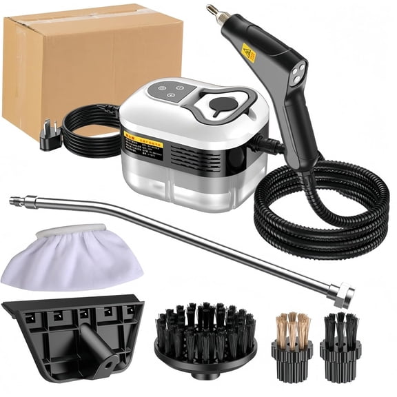 2500W Handheld Steam Cleaner for Deep Cleaning Kitchens, Bathrooms & Furniture - 6-Level Adjustable Steam, Multi-Brush Attachments Included,White