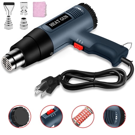 2500W Heavy Duty Heat Gun with Digital LCD Display, 122°F-1112°F Variable Temp Control, 4 Nozzles for Shrinking PVC, Stripping Paint, Thawing Pipes & Crafts