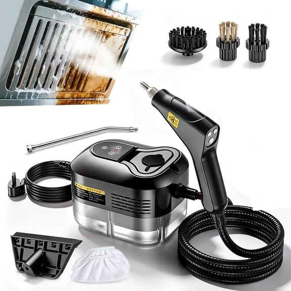 2500W High Pressure Handheld Steam Cleaner, 229°F High Temperature, 1.1L Large Capacity Water Tank with 6 Adjustable Settings, For Kitchen Oils, Tiles, Car Interior Deep Cleaning (Black)