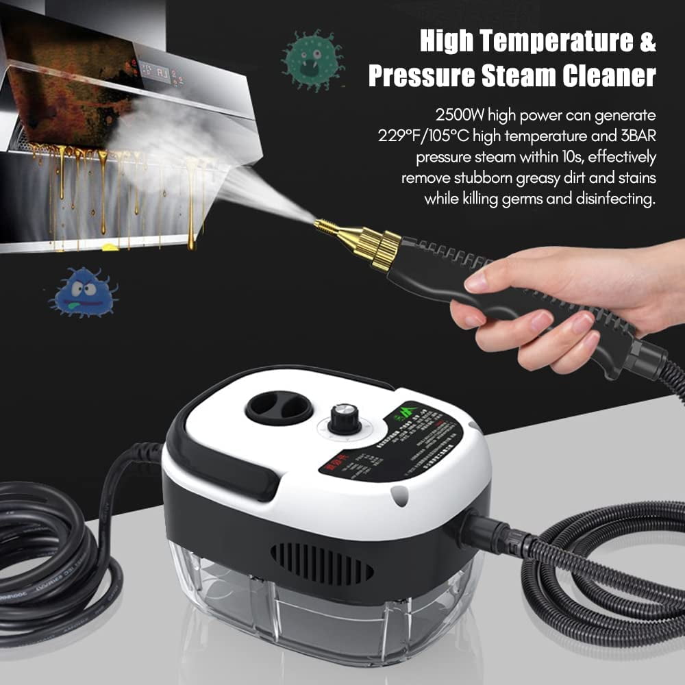 Portable 2500W High Pressure Steam Cleaner with 3 Brush Heads for Car