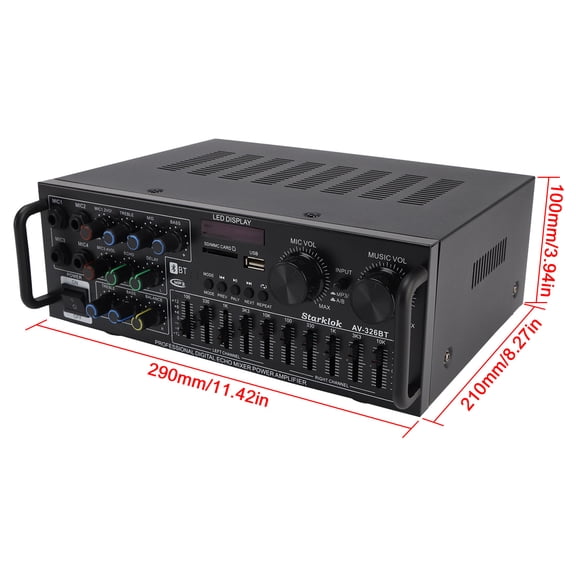 2500W Peak Stereo HiFi Power Amplifier Bluetooth 5.4 Karaoke USB EQ Mixer (110V)
