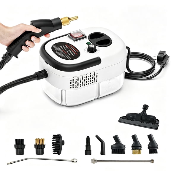2500W Portable Steam Cleaner, 1.2L Tank 6-Level Adjustable Steamer for Home & Car Cleaning