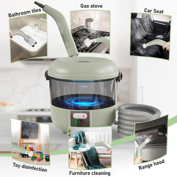 2500W Powerful Handheld Steam Cleaner with 6 Brush Heads - 45 Mins Runtime, 110V Multiuse Steamer for Deep Cleaning Upholstery, Car, Kitchen, Bathroom, Tile & Grout