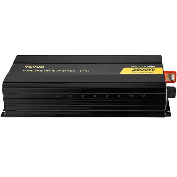 2500W Pure Sine Wave Power Inverter 12V DC to 120V AC Converter w/ LCD Display, Remote Control & USB Port for RV, Truck, Solar Systems (5000W Surge)