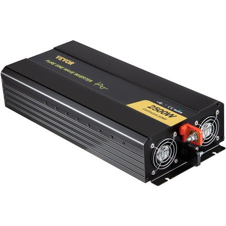 2500W Pure Sine Wave Power Inverter, 12V DC to 120V AC Converter with USB, LCD Display & Remote, for RV Solar System, Trucks, Camping (2000W Surge)
