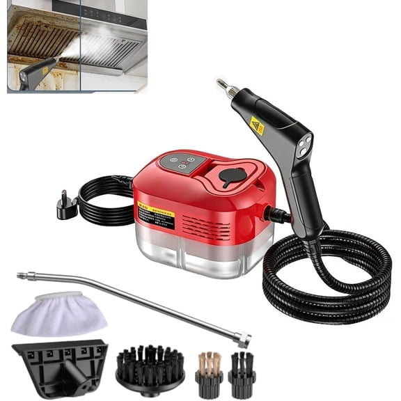 2500W Steam Cleaner: Handheld High-Temperature Pressurized Steam Cleaner with 6 Adjustable Levels – Perfect for Kitchen, Bathroom, Car & Upholstery (Red)