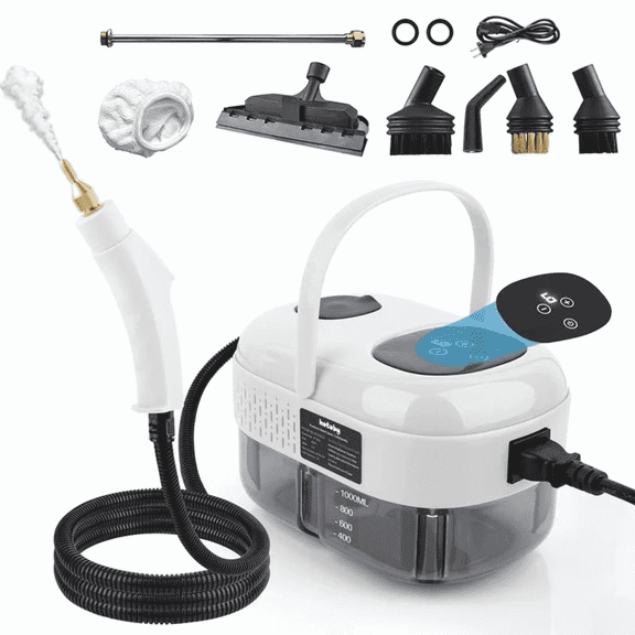 2500W Fast Heating Handheld Steam Cleaner, 15s Quick Heat Up Portable Steamer for High Pressure Cleaning of Home, Kitchen, Bathroom, Car Detailing, Grout and Tile, White