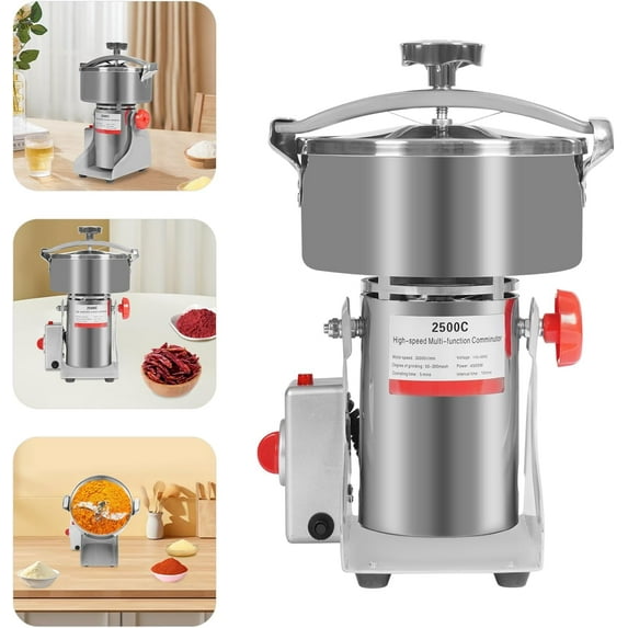 2500g Electric Grain Mill Grinder, 110V 4500W Stainless Steel Spice Herb Grinder, 30000 rpm High-Speed Grinder for Wheat Corn Rice (5.51lbs)