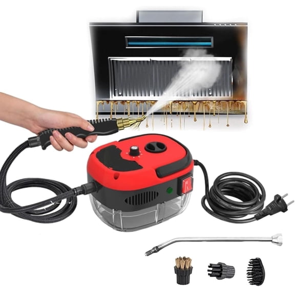 2500w Handheld High-Temperature Pressurized Steam Cleaner, 6-Level High Pressure Steam Gun, Portable Steamer Cleaner with Brush Heads, For Grout Tile Kitchen Grease Car Detailing Engine - RED