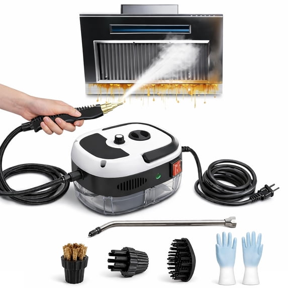 2500w Handheld High-Temperature Pressurized Steam Cleaner, 6-Level High Pressure Steam with Various Nozzle Attachments, 1L Water Tank for Grout Tile Kitchen Grease Car Detailing Engine - WHITE
