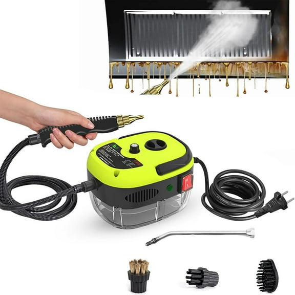 2500w Handheld High-Temperature Pressurized Steam Cleaner, Maquina Vapor Para Limpiar Carros, Adjustable Portable Steamer with Brush Heads & Tank for Car, Kitchen & Engine Cleaning