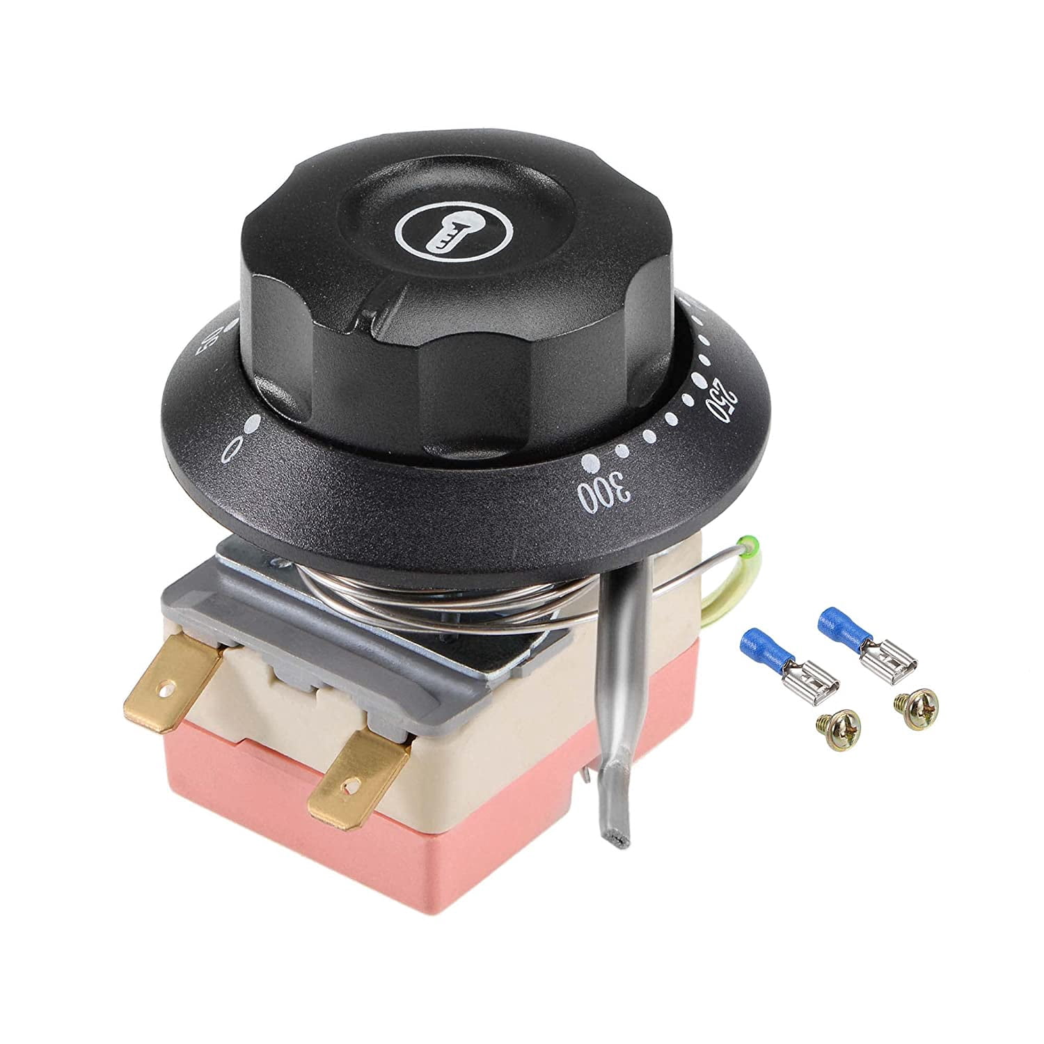 2501650-300 Temperature Control Switch Capillary Thermostat for Oven Refrigerator Heater, 0.7 Meter, with 2 Screws and 2 Compression Terminals